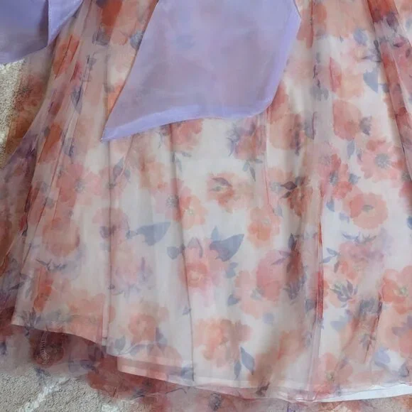 Multicolor Silk Bow Robe Dress - Picture 4 of 6